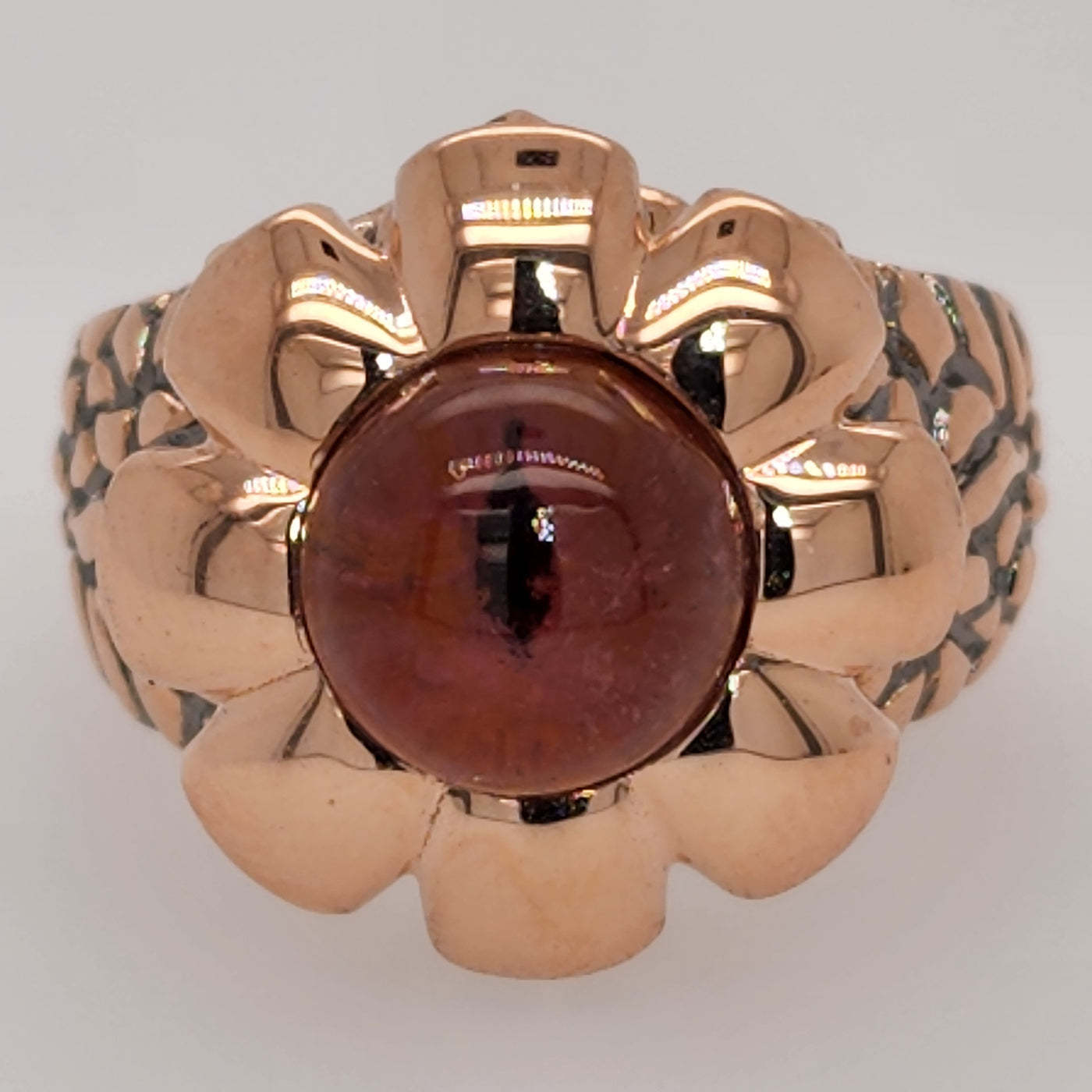 Custom Rose Gold Men's Skull Dragon Eye Ring