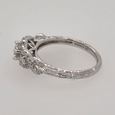 White Gold Engagement Ring With Floral Design