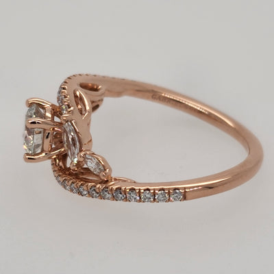 Rose Gold Engagement Ring With Round and Marquise Accent Stones