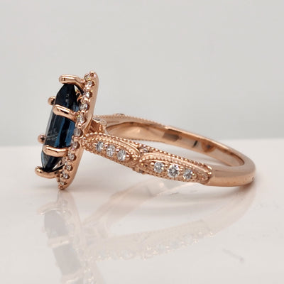 Rose Gold Engagement Ring With Marquise Topaz and Diamond Accents
