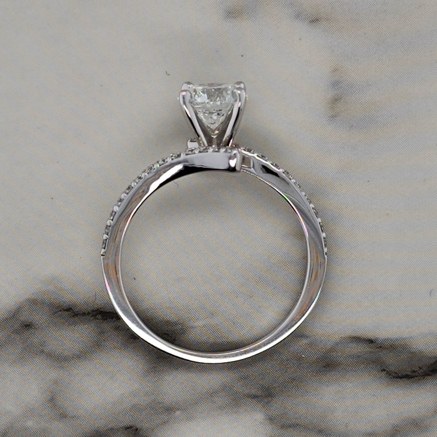 White Gold Bypass Engagement Ring And Wedding Band