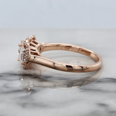 Rose Gold 3 Stone Engagement Ring With Cushion and Oval Moissanites