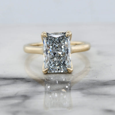 Custom Yellow Gold 5 Carat Radiant Cut Diamond Solitaire Engagement Ring