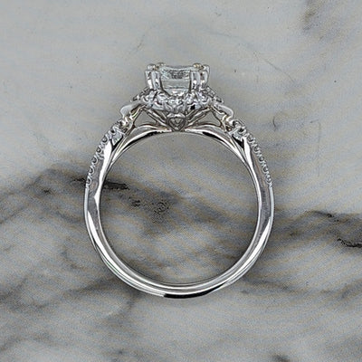 White Gold Cushion Cut Engagement Ring With Halo and Accent Diamonds