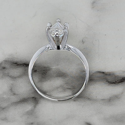 White Gold Coffin Shaped Moissanite Solitaire Engagement Ring