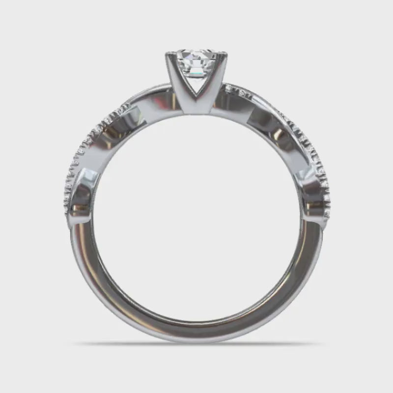 Custom White Gold Engagement Ring With Asscher Cut Center and Round Accent Stones