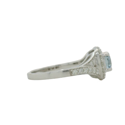 White Gold Blue Diamond Center Stone Diamond Engagement Ring