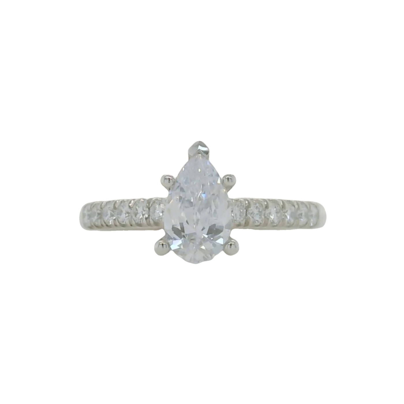 14k white gold pear semi mount diamond engagement ring