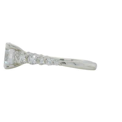 14k white gold semi mount engagement ring with graduated accent diamonds