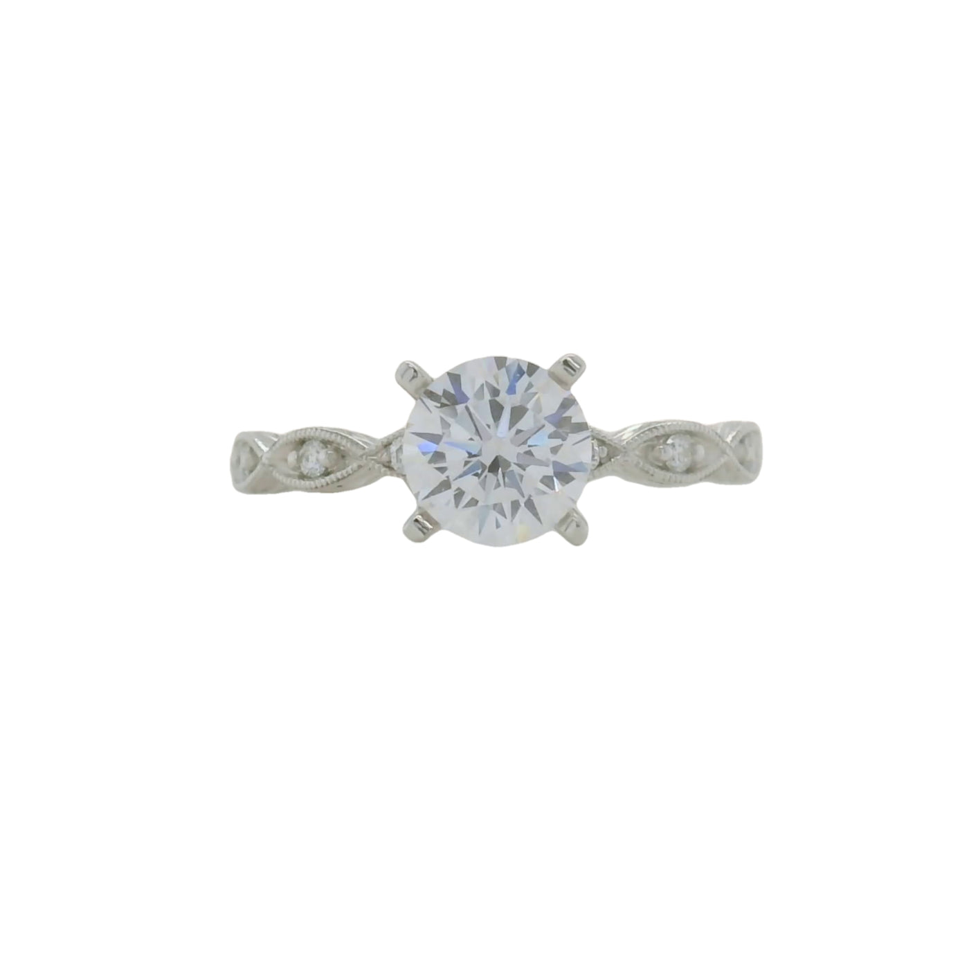 14k white gold semi mount engagement ring with accent diamonds