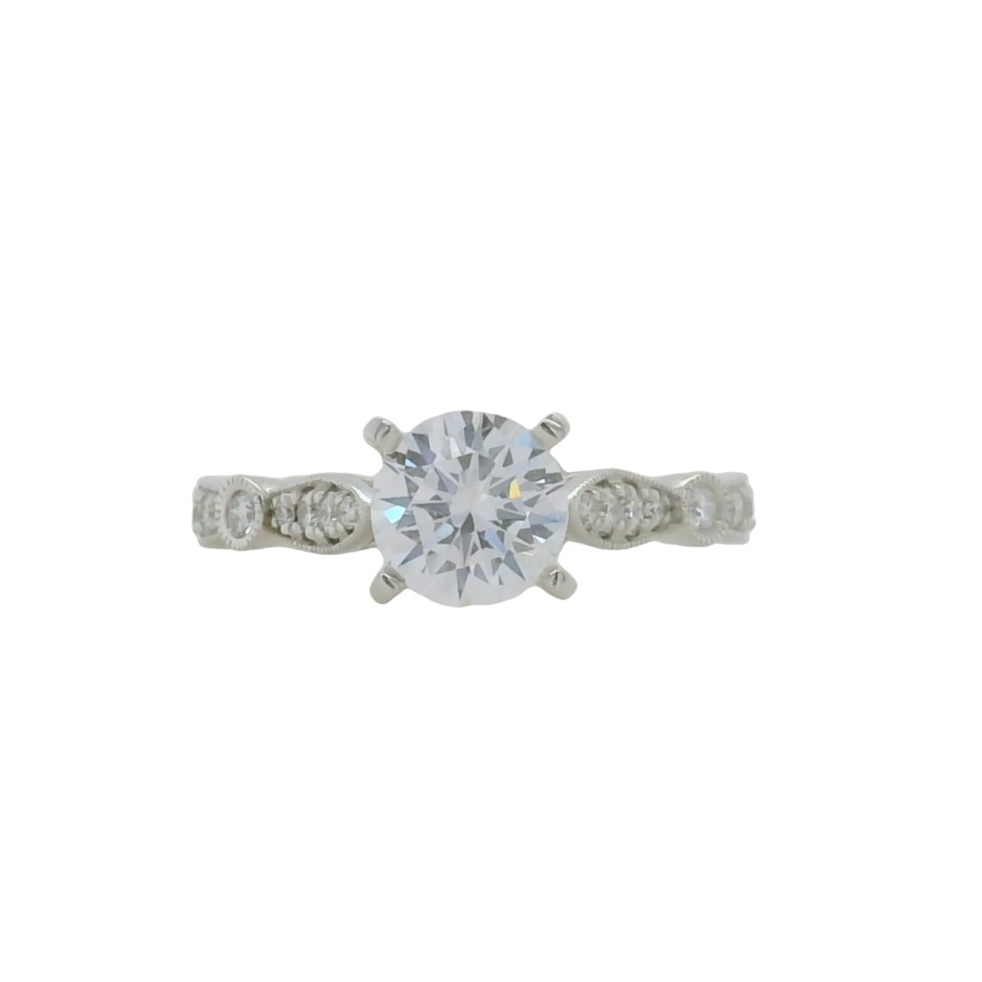 14k white gold semi mount engagement ring with accent diamonds