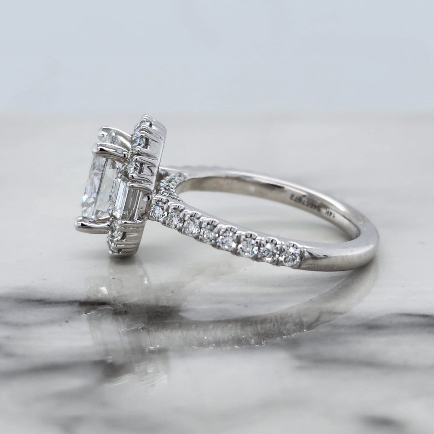 White Gold Oval Engagement Ring With Halo
