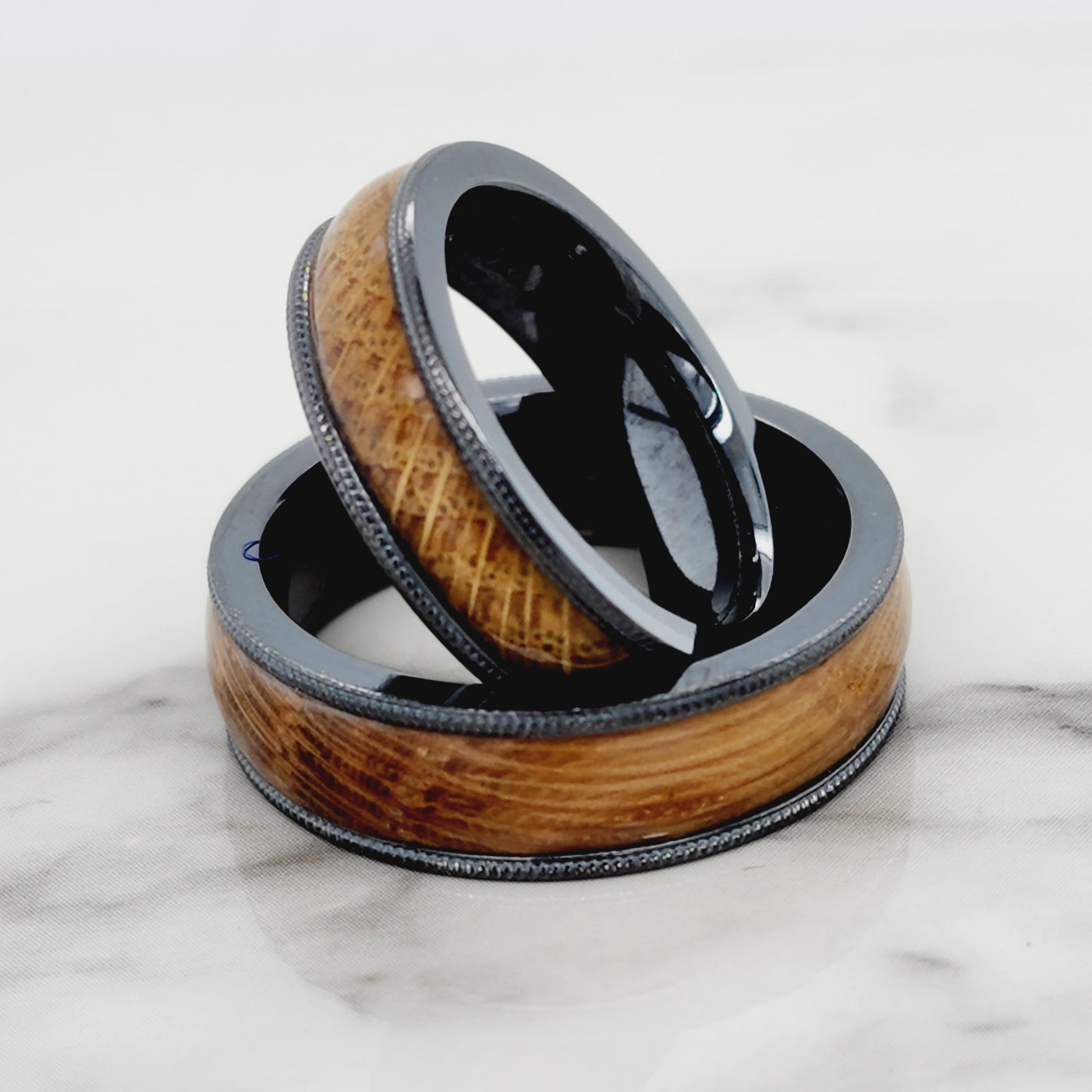 Wooden Inlay Matching Wedding Bands