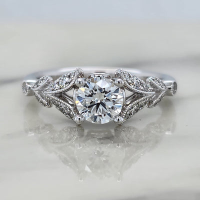 White Gold Floral Engagement Ring
