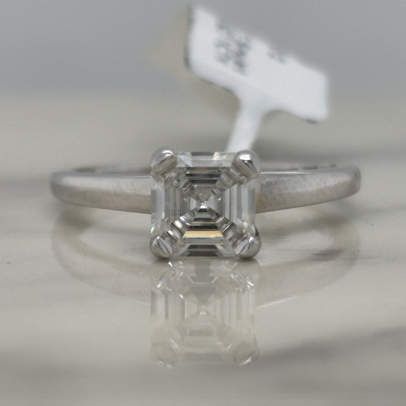14k white gold asscher cut moissanite solitaire engagement ring