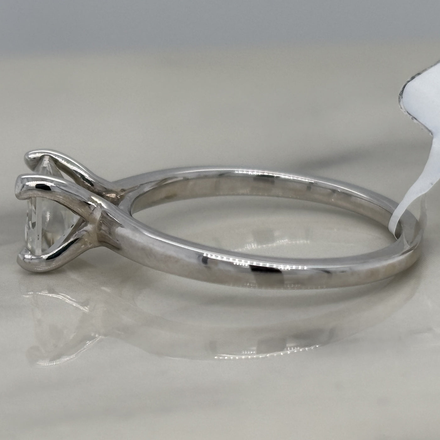 14k white gold asscher cut moissanite solitaire engagement ring
