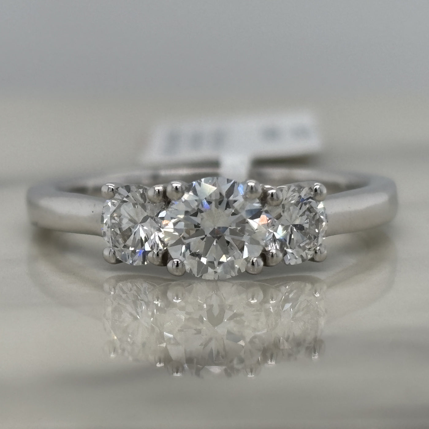 white gold round 3 stone diamond engagement ring