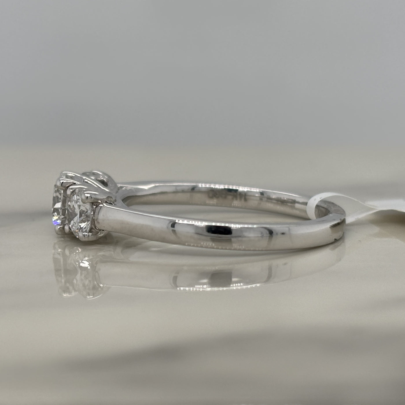 white gold round 3 stone diamond engagement ring