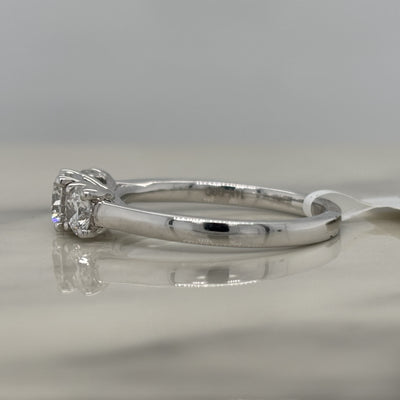 white gold round 3 stone diamond engagement ring