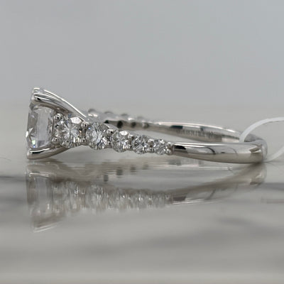 14k white gold semi mount engagement ring with graduated accent diamonds