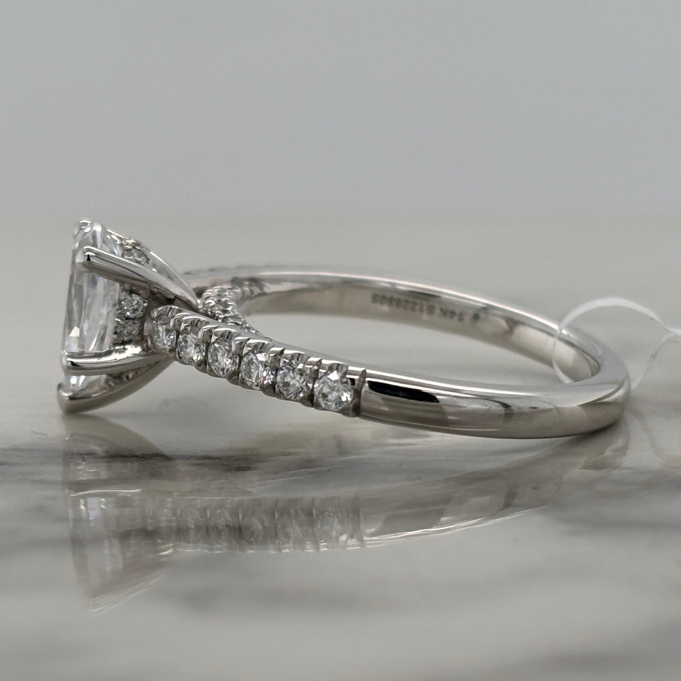 14k white gold pear semi mount diamond engagement ring