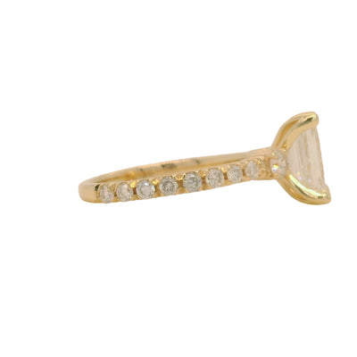 Yellow Gold Emerald Cut Engagement Ring With Accent Diamonds