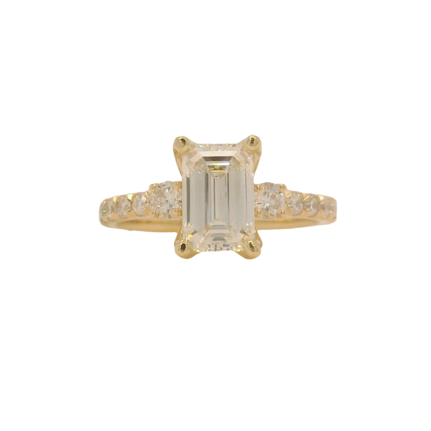 Yellow Gold Emerald Cut Engagement Ring With Accent Diamonds