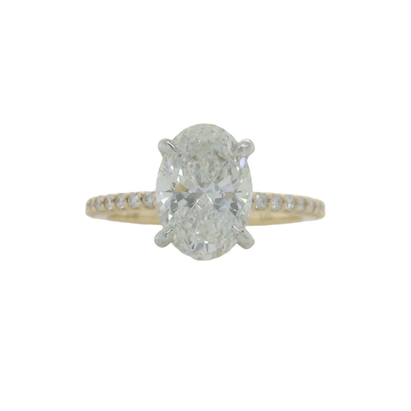 Yellow Gold Oval Diamond Engagement Ring With Hidden Halo