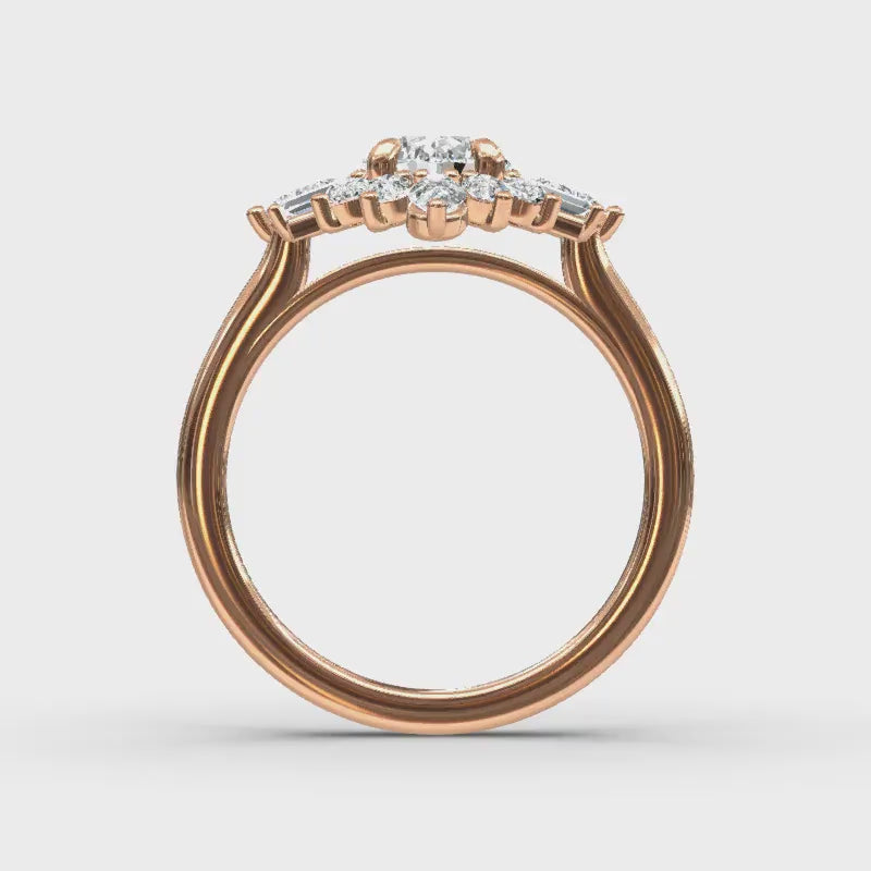 Custom Oval Rose Gold Engagement Ring With Halo