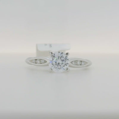 14k white gold semi mount engagement ring with diamond accent stones