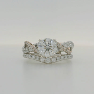 2 tone engagement ring and wedding band set