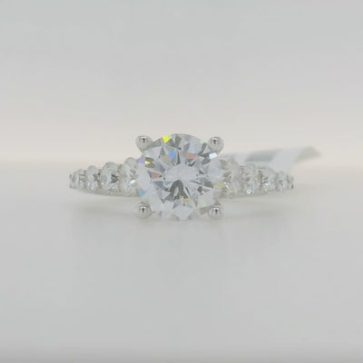 14k white gold semi mount engagement ring with graduated accent diamonds