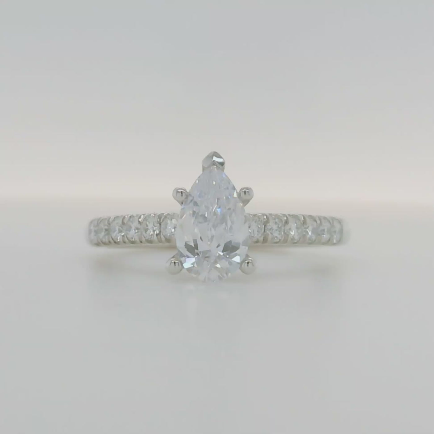 14k white gold pear semi mount diamond engagement ring