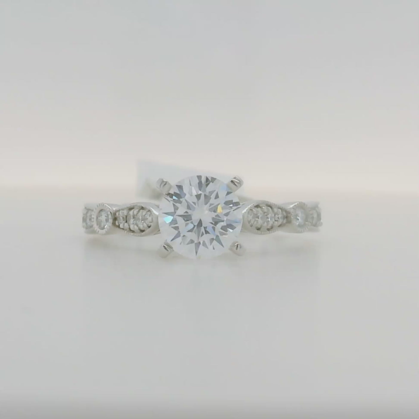 14k white gold semi mount engagement ring with accent diamonds